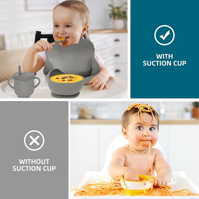 100% Silicone baby feeding set, BPA free Baby dishes set - Image 4
