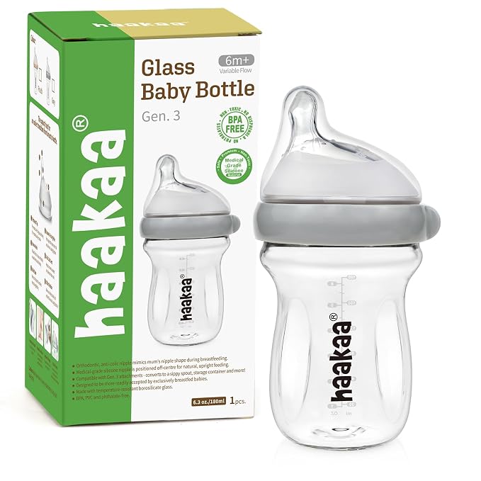 haakaa Gen.3 Natural Glass Baby Bottle 6.3 oz.180ml by haakaa