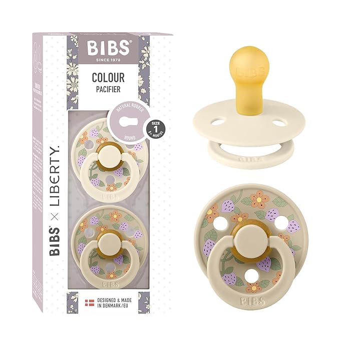 BIBS Colour Liberty Soother 2-Pack, BPA Free Dummy Pacifier, Round Nipple. by BIBS