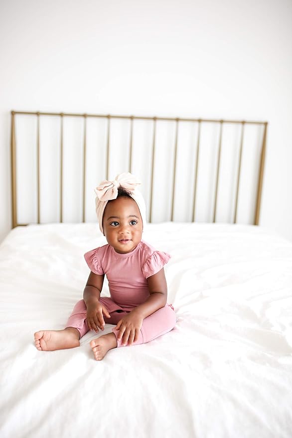 Posh Peanut Baby Girl Pajamas – Ruffled Cap Sleeve Romper PJs – Soft Viscose - Image 2