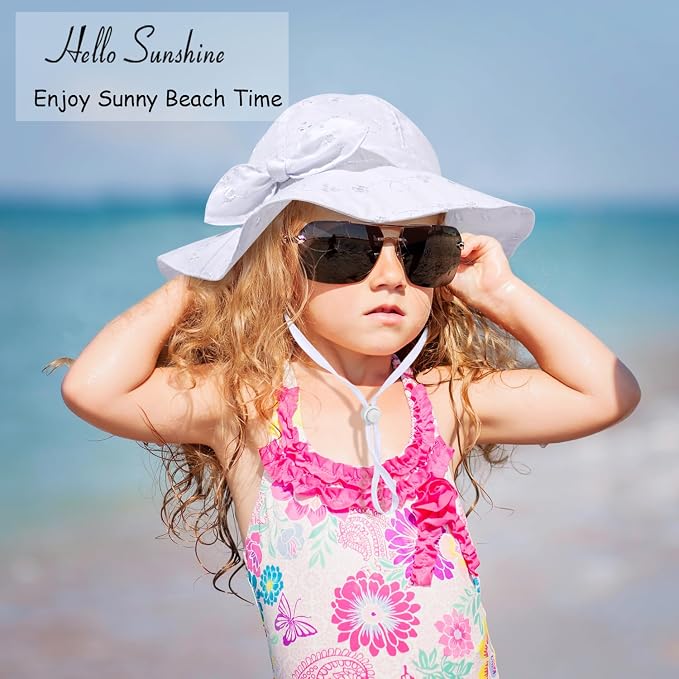 Baby Girl Sun Hat with UPF 50+ Outdoor Adjustable Beach Hat with Wide Brim - Image 7