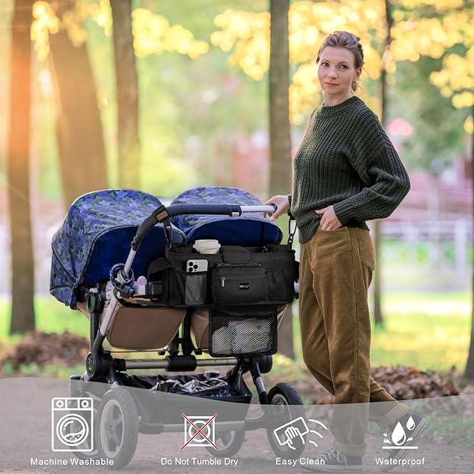 TOPDesign Universal Baby Stroller Organizer, Double Stroller Caddy - Image 2