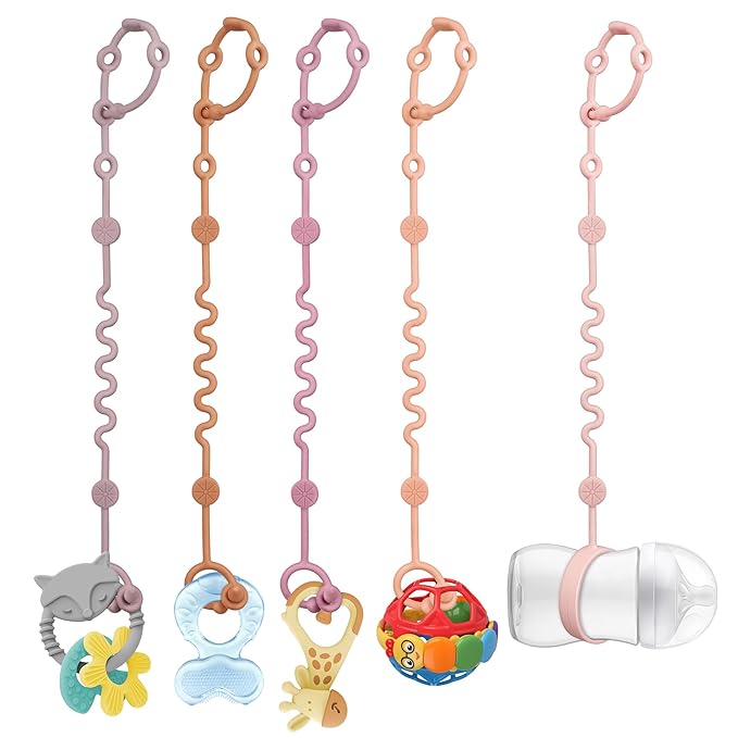Toy Straps for Baby, Silicone Tether Pacifier Clip, No Throw Travel Essential by LittleHugs