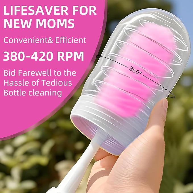 Electric Bottle Brush Set with Silicone Pacifier/Straw Brush and Mixing Head - Image 4