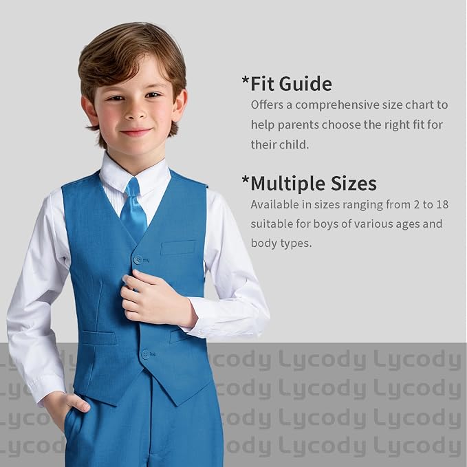 Boys Vest Set Formal Dress Suits Wedding Outfit Dresswear - Image 3