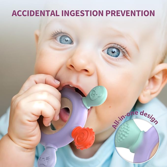 akolik Teething Toys for Babies, Baby Teethers Toy Teething Ring Silicone - Image 3
