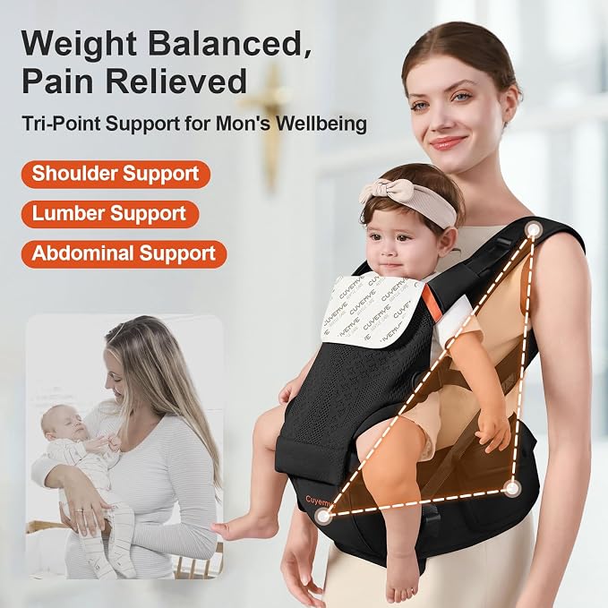 Baby Carrier with Hip Seat, 2-in-1 Forward-Facing Carry - Image 2