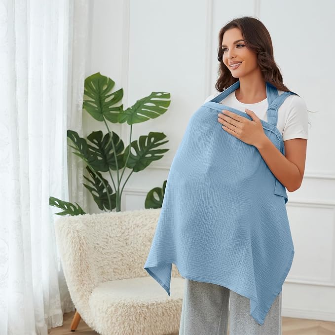 Muslin Nursing Cover for Breastfeeding, Breathable 100% Cotton Privacy Nursing - Image 2