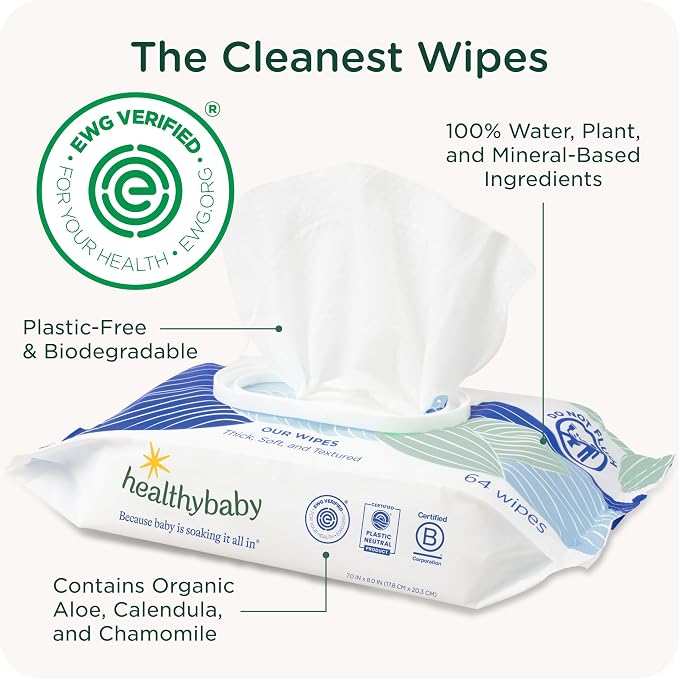 HealthyBaby Our Wet Wipes | EWG Verified Safe | 100% Water & Plant Based | - Image 2