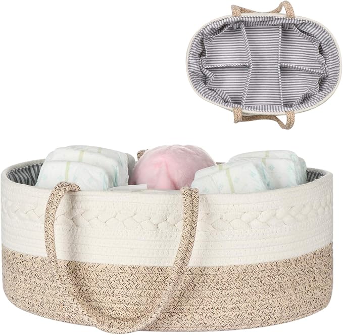 Baby Diaper Caddy Organizer -100% Cotton Baby Basket Bin by Unknown