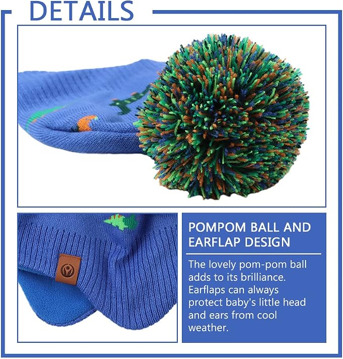 JANGANNSA Knitted Baby Hat Scarf Set Winter Warm Boys Girls Beanie Fleece - Image 4