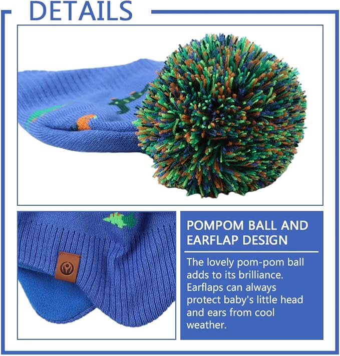 JANGANNSA Knitted Baby Hat Scarf Set Winter Warm Boys Girls Beanie Fleece - Image 4