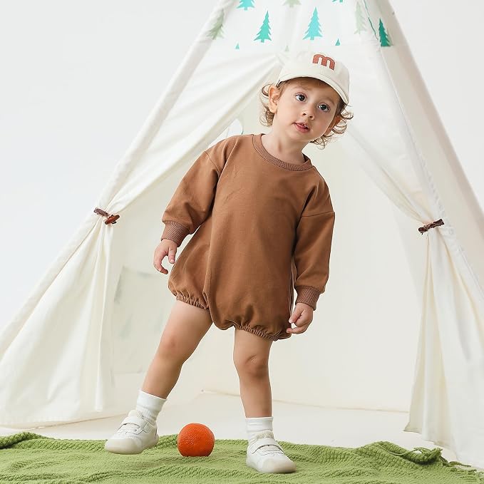 Bafeicao Baby Boy Girl Sweatshirt Romper Organic Cotton Solid Color Long Sleeve - Image 6