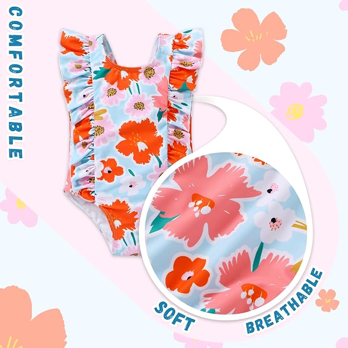 Newborn Baby Girl Ruffle Swimsuit Infant Toddler One Piece Floral Bikini Beach - Image 5