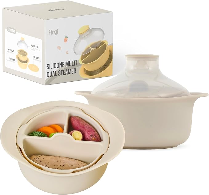 48oz Platinum Silicone 3 Compartmented Microwave Steamer Pot by FIRGI-FirstGift