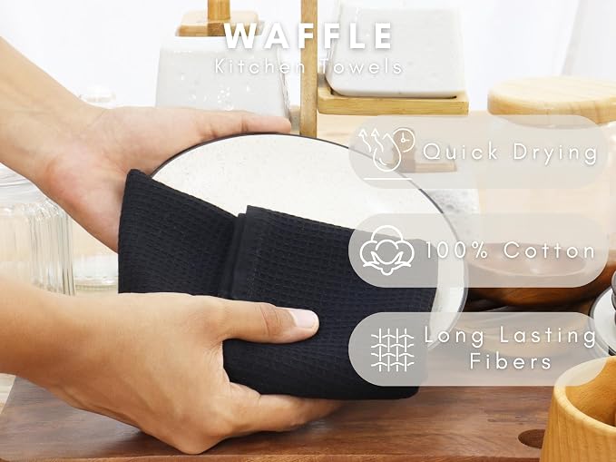 PurpleEssences Waffle Weave Kitchen Towel, 100% Cotton - Image 2