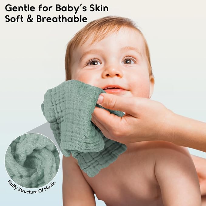 Muslin Baby Washcloths 6 Pack, 100% Cotton Wash Cloths - Image 4