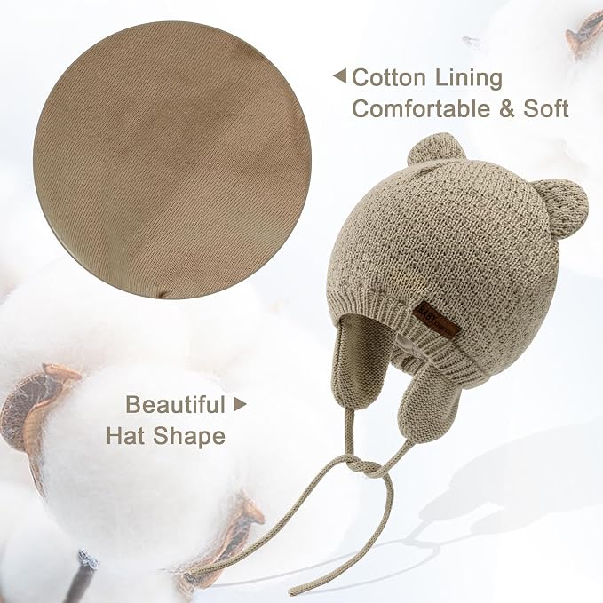 XIAOHAWANG Baby Hat Cute Bear Toddler Earflap Beanie Warm - Image 5