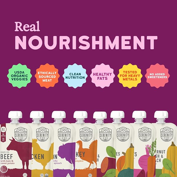 Serenity Kids 6+ Months Meats + Veggies Mixed Baby Food Puree Pouch Variety - Image 3