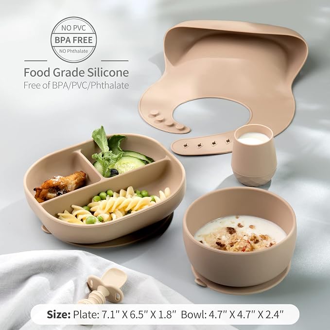 SAMiGO Silicone Baby Feeding Set, Baby Led Weaning Supplies, Suction Bowl Plate - Image 4