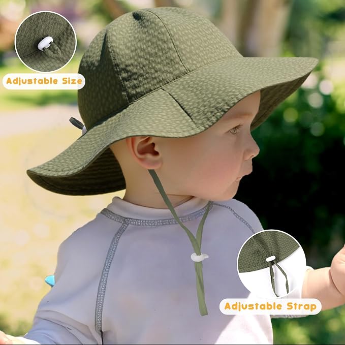 HONGTEYA Baby Sun Hat Toddler Girl Beach Hat Adjustable Outdoor Summer Hat UPF - Image 3