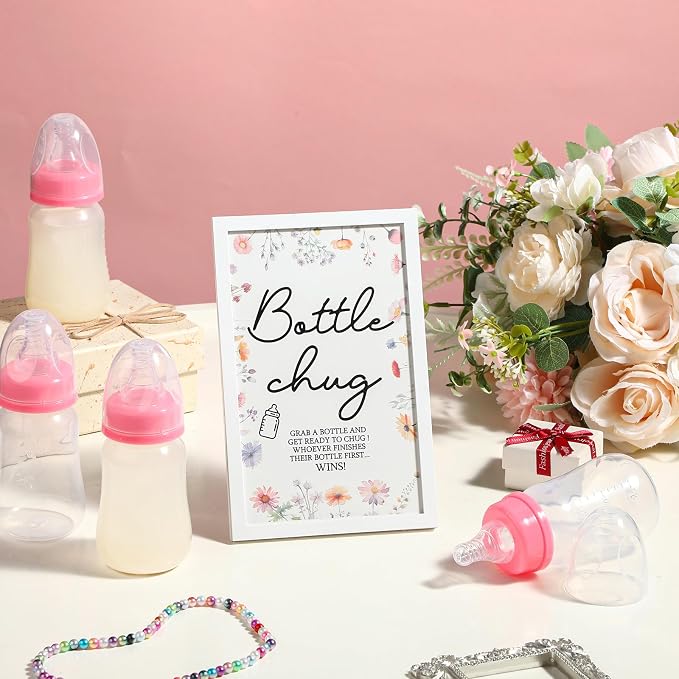 Roowest Bottle Chug Baby Shower Game Favors Including Wideflower Theme Wooden - Image 4