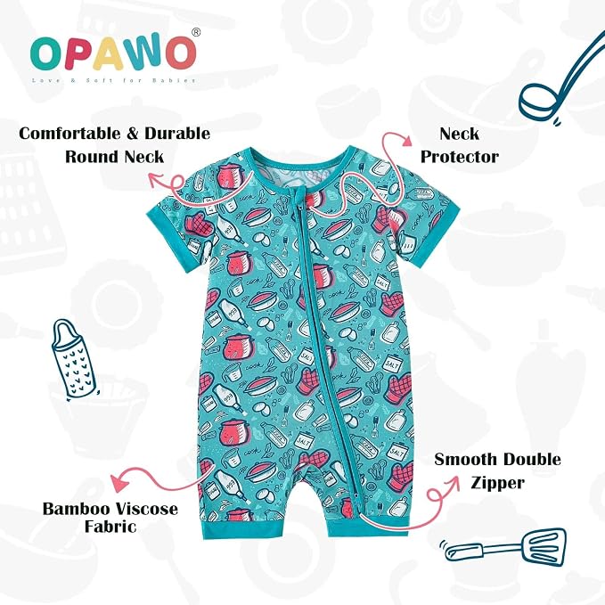 OPAWO Bamboo Baby Pajamas 3 Pack, Double Zipper Bamboo Sleepers - Image 3