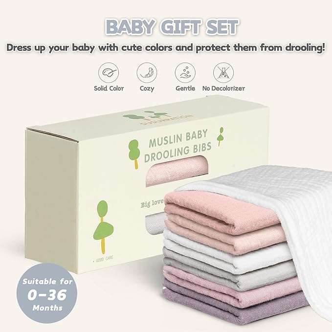 Susurration Muslin Baby Drool Bibs 6Pack Soft Square Adjustable Baby Bandana - Image 6