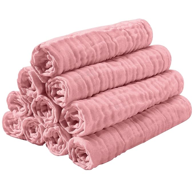 Yoofoss Muslin Burp Cloths for Baby 10 Pack 100% Cotton Baby Washcloths for - Image 6
