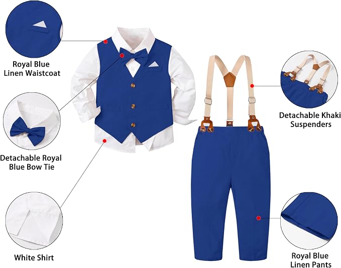 SANGTREE Boys Cotton Linen Suit Formal Set Baby Clothes Boy Gentleman Wedding - Image 2