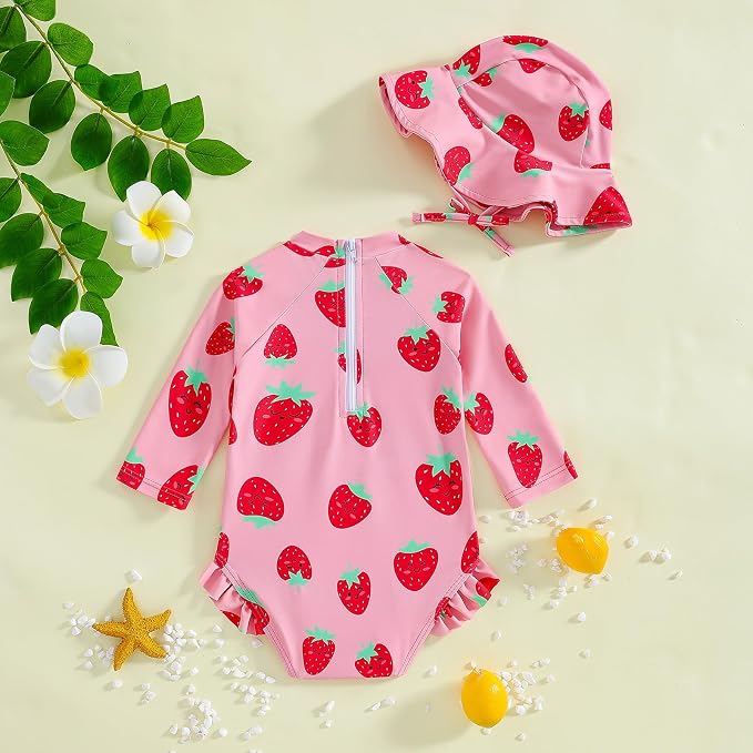 WOLBAY Baby Girl Swimsuit Long Sleeve One Piece Rash Guard - Image 3