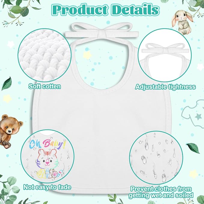 Baby Shower Game Sign Blank Bib DIY Set Newborn Essentials Stuff - Image 4