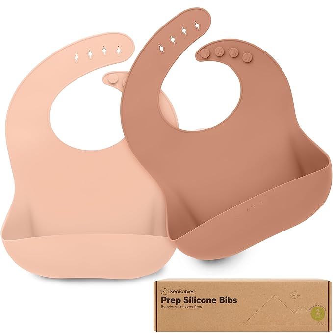 KeaBabies 2-Pack Silicone Baby Bibs by KeaBabies