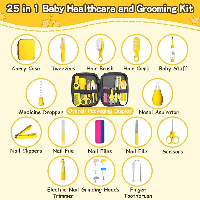 Baby Grooming Kit for Boys Girls Safety Newborn Nursery Essentials Grooming Set - Image 2