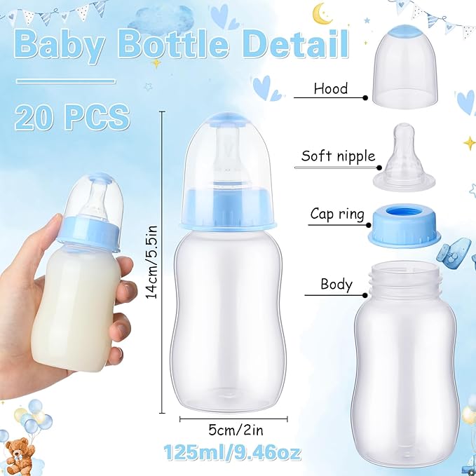 TrelaCo Bottle Chug Baby Shower Game 20 Pcs Baby Bottles Shower Favor - Image 3