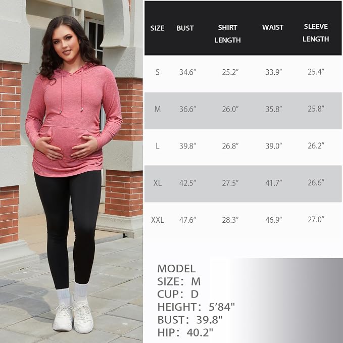 GINKANA Maternity Hoodie Long Sleeves Shirts Casual Maternity Top Pregnancy - Image 7