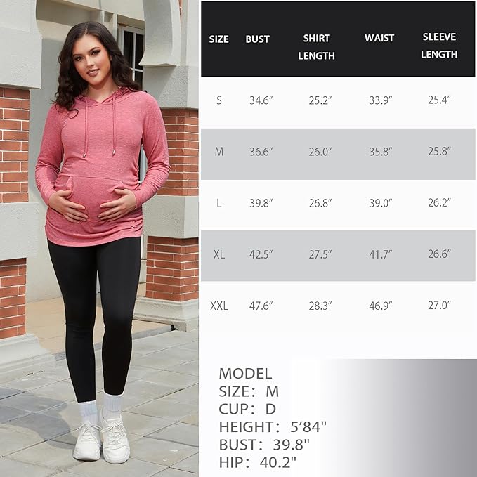 GINKANA Maternity Hoodie Long Sleeves Shirts Casual Maternity Top Pregnancy - Image 7