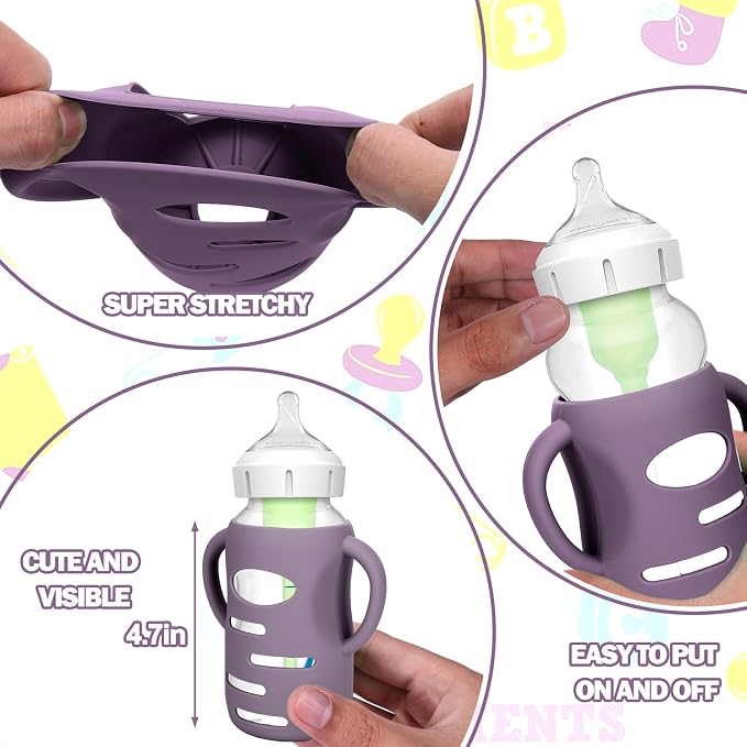 BUSOHA 3 Pack Silicone Sleeves for Dr. Brown's Glass Baby Bottles - Image 2