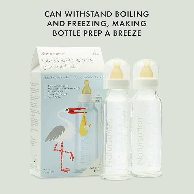 Natursutten Anti-Colic Glass Baby Bottle 2-Pack - 8 oz - Image 7