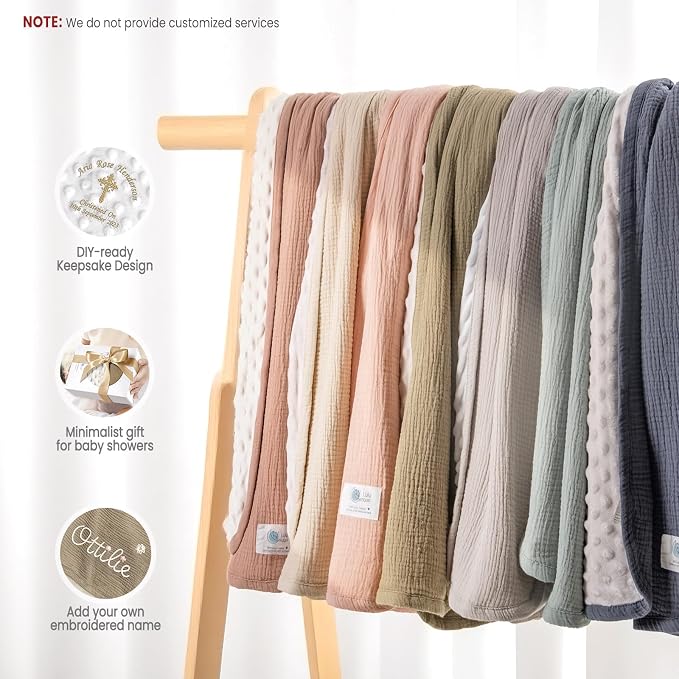 lulumoon Baby Blanket for Newborn Receiving: Minky Dot & Muslin Lightweight - Image 7