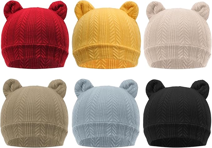 DRESHOW BQUBO 6 Pack Baby Hats for Boys Girls Unisex Baby Hat Soft Knit Cap by DRESHOW