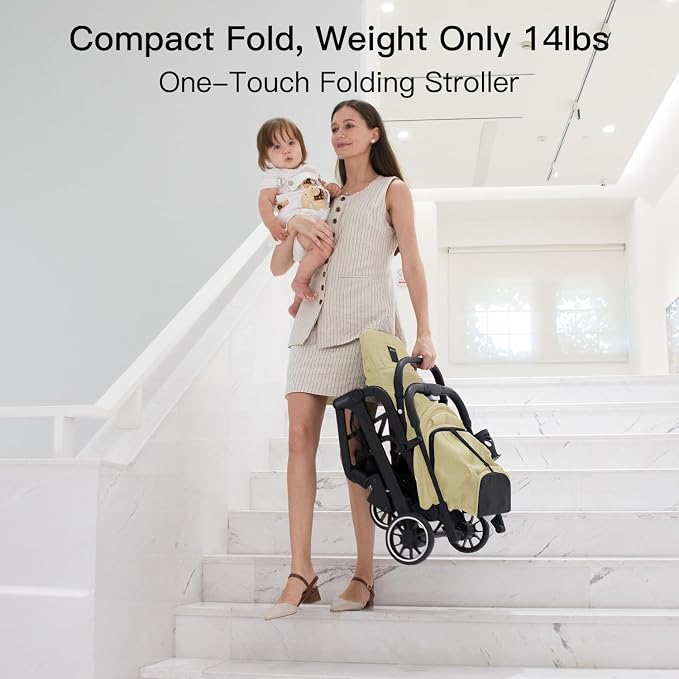 Compact Fold Baby Stroller, Lightweight Travel Toddler Stroller - Image 3