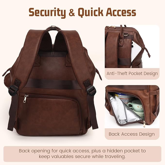 Premium Vegan Leather Diaper Bag Backpack - Image 4