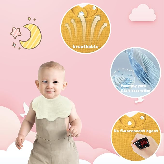 Muslin Baby Bibs for Drooling and Teething Newborn Drool Bibs for Baby Girl Boy - Image 4