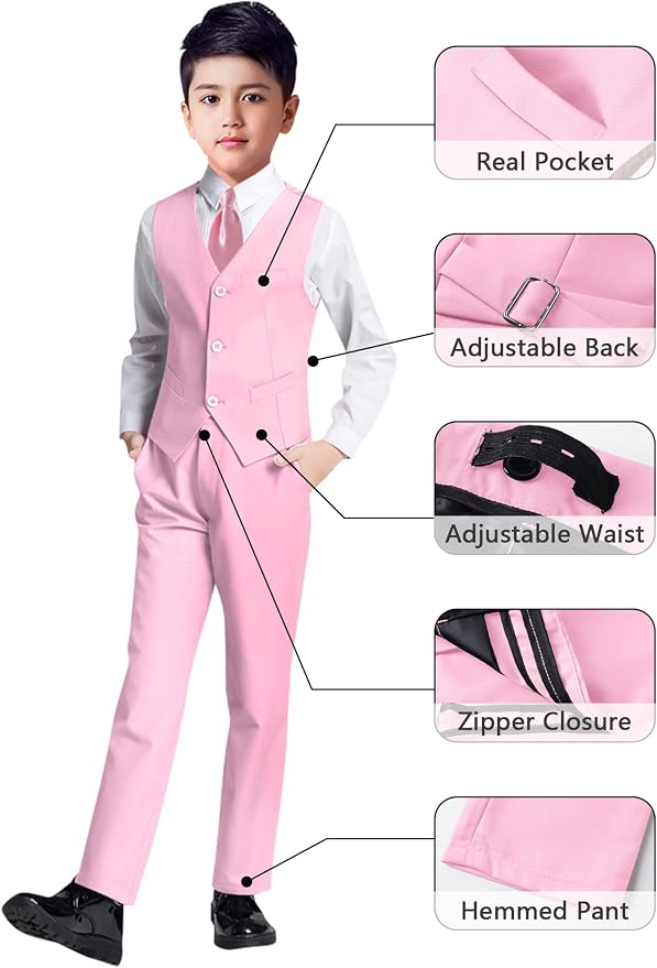 YuanLu Boys Suit for Kids Tuxedo Wedding Ring Bearer Outfit, 5 Piece Boy Slim - Image 4