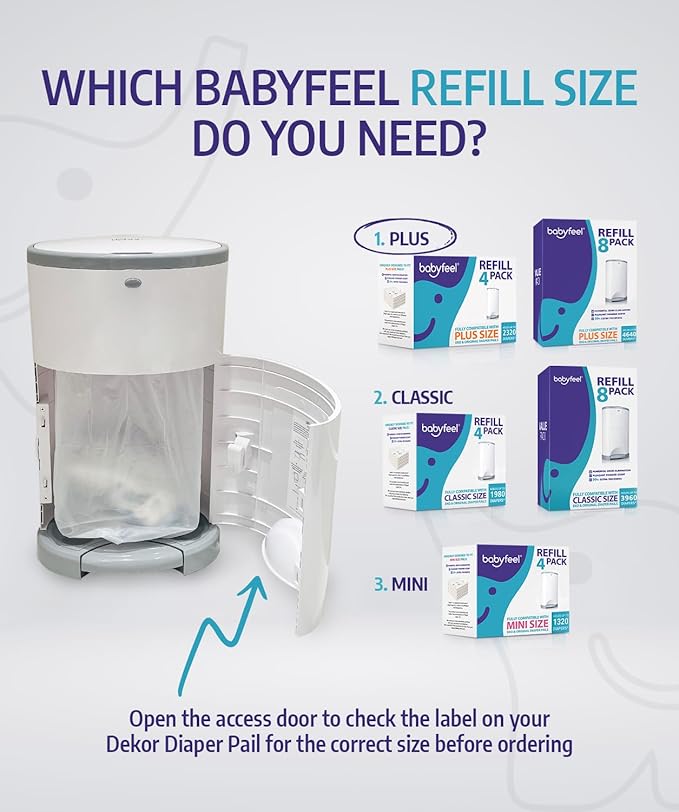 Babyfeel Refills for DEKOR PLUS Diaper Pails, 8 Pack, Exclusive 30% Extra - Image 2