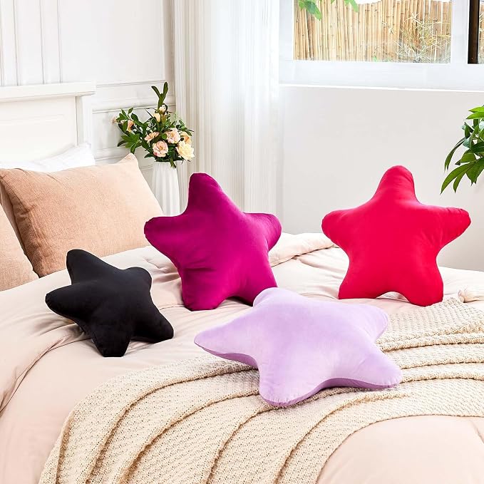 Hot Pink Star Throw Pillow, Cute Star Pillow Room Decor, Soft 14.9" Star Shaped - Image 4