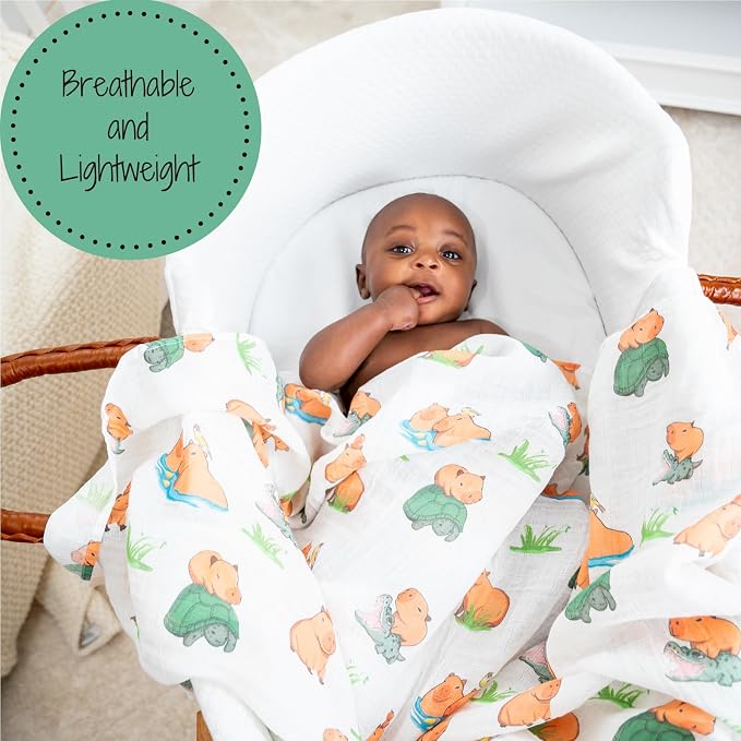 LollyBanks Swaddle Blanket, 100% Cotton Muslin Swaddle Blankets, Neutral - Image 3
