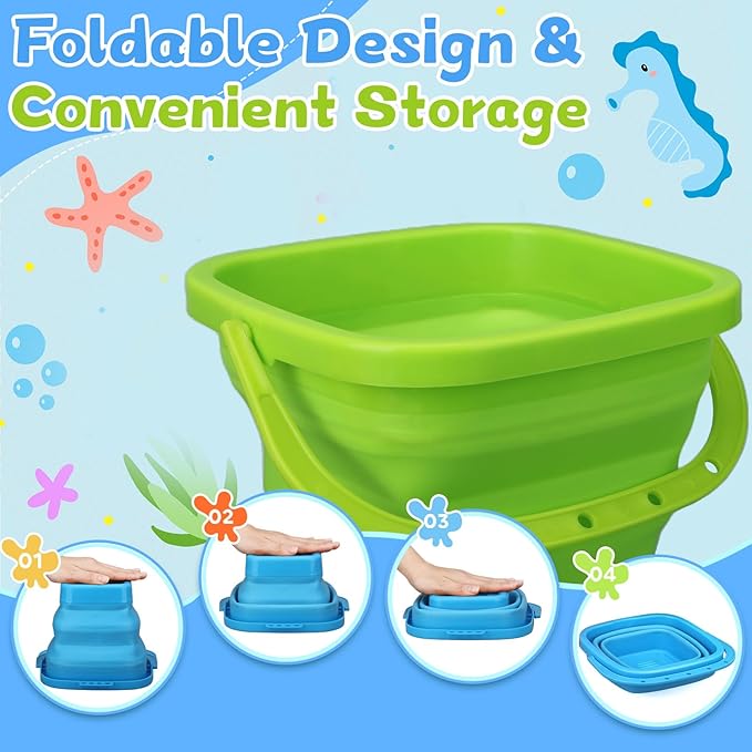 Jumbo Beach Sand Bucket Toy for Kids, 3L Collapsible Sandbox Pail, Easter - Image 5