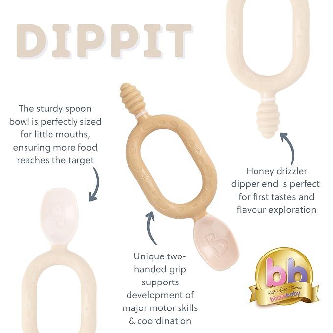 Bibado - Dippit Baby Spoon and Dipper, Fawn - Soft, Chewable Dipper & Deep - Image 5